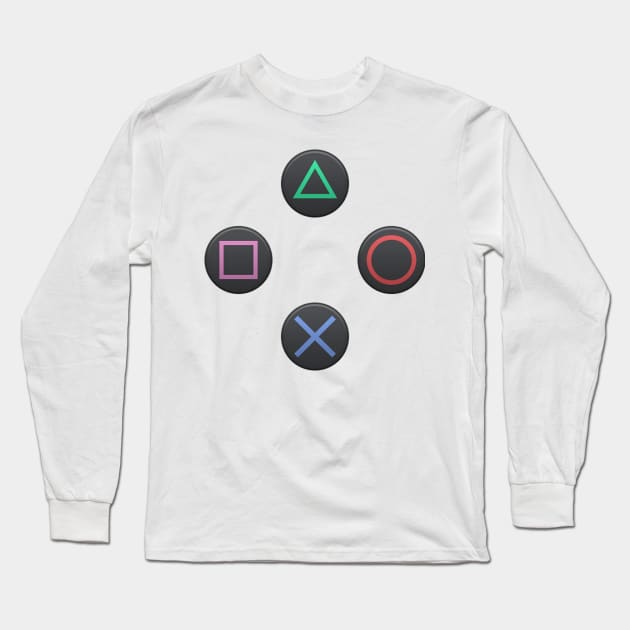 PS4 Controller Buttons Long Sleeve T-Shirt by nikovega21